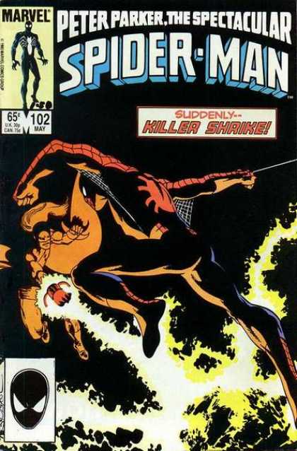 Fire - Web - Swinging - Fight - Blackness - John Byrne Spectacular Spider-Man (1976) 102 - Fire - Web - Swinging - Fight - Blackness - John Byrne