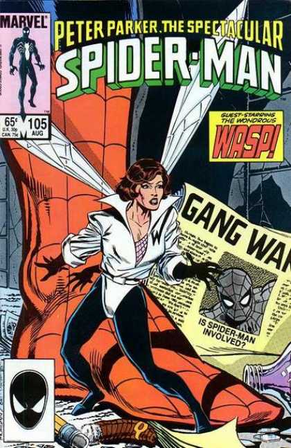 Guest-starring The Wondrous Wasp - Gang War - Newspaper - Is Spider-man Involved - Pencil Spectacular Spider-Man (1976) 105 - Guest-starring The Wondrous Wasp - Gang War - Newspaper - Is Spider-man Involved - Pencil