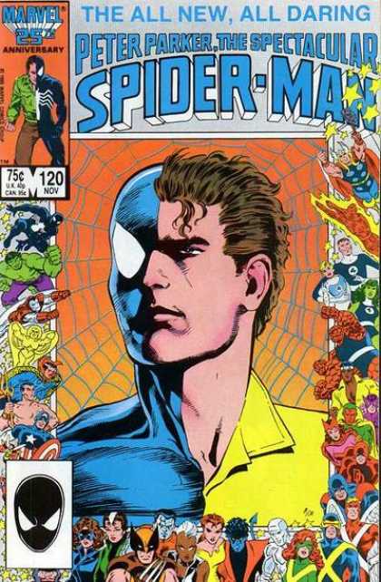Peter Parker - Spiderman - Marvel - Web - Anniversary - Josef Rubinstein Spectacular Spider-Man (1976) 120 - Peter Parker - Spiderman - Marvel - Web - Anniversary - Josef Rubinstein