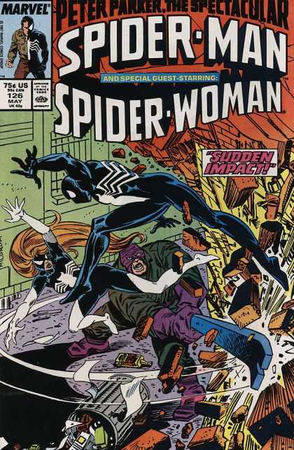 Spectacular Spider-Man (1976) 126 - Peter Parker - Spider Woman - Sudden Impact - Crowbar - Trash