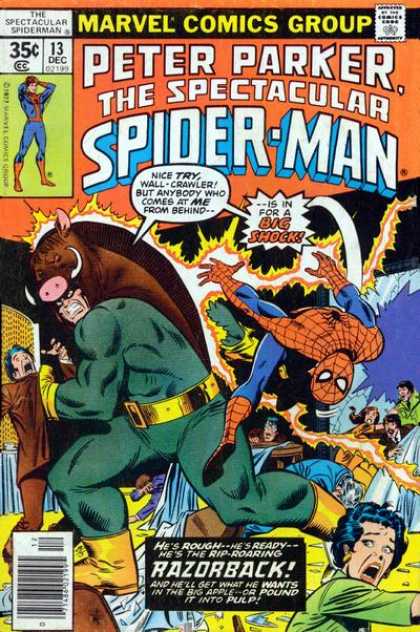 Spectacular Spider-Man (1976) 13 - Approved By The Comics Code - Peter Parker - Big Shock - Razorback - Man - Sal Buscema