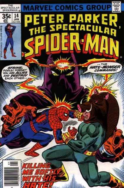 Spectacular Spider-Man (1976) 14 - Web Slinger - Hedge Hog - Hate Monger - Great Power Comes With Great Resposibility - Go Get It Tiger - Sal Buscema