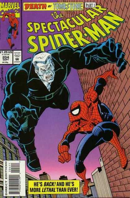 Spectacular Spider-Man (1976) 204 - Death By Tombstone - September - Direct Edition - Brick Wall - Part 1 - Sal Buscema