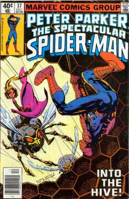 Spectacular Spider-Man (1976) 37 - Into The Hive - Honeycomb - Bees - Upside-down - Battle - Josef Rubinstein