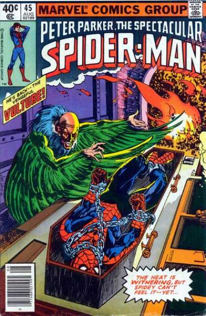 Spectacular Spider-Man (1976) 45 - Spiderman - Marvel Comics - Vulture - Fire - Coffin