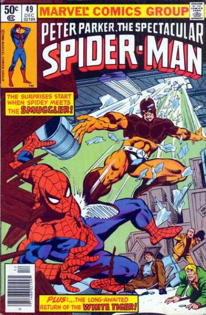 Spectacular Spider-Man (1976) 49 - The Smuggler - White Tiger - 49 - December Issue - Warehouse