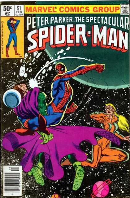 Spectacular Spider-Man (1976) 51 - Space - Marvel - Galaxies - Stars - Fighting - Frank Miller