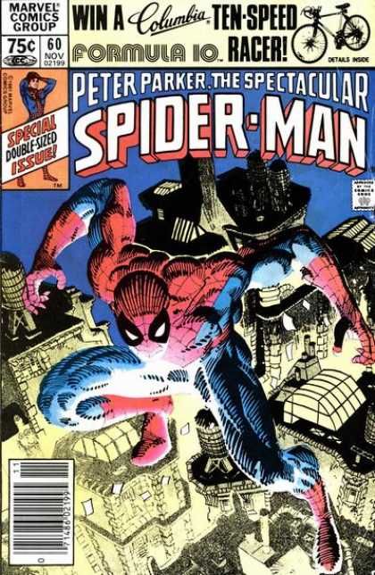 Spectacular Spider-Man (1976) 60 - Ten-speed Racer - Formula 10 - Peter Parker - Double-sized Issue - Buildings - Frank Miller