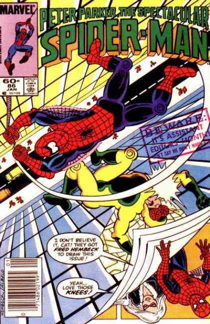 Spectacular Spider-Man (1976) 86 - Fred Hembeck - Assistant Editor Month - Swinging - Human Fly - Buildings - Fred Hembeck