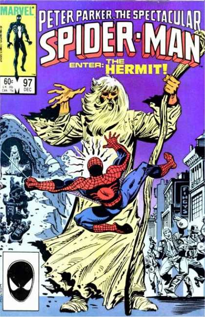 Spectacular Spider-Man (1976) 97 - Buildings - Staff - Beard - Crowd - Costume
