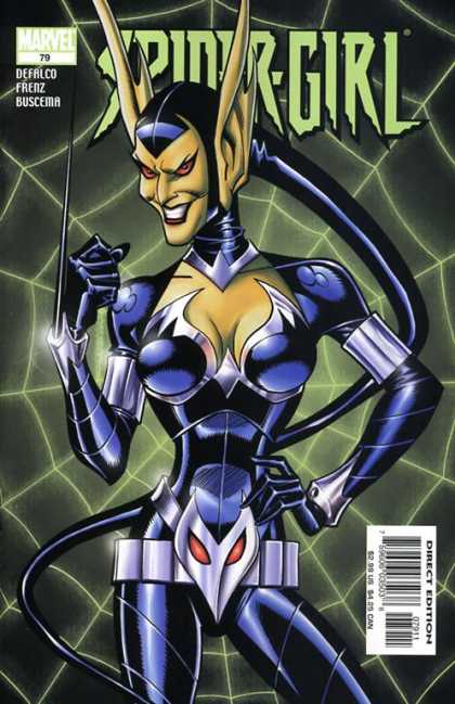 Spider-Girl 79 - Long Pointed Ears - Blue Outfit - Spike From Wrist - Web - Red Eyes