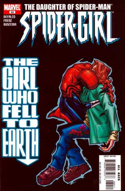 Spider-Girl 89 - Spidermans Daugter - Green Coat - Fell To Earth - Red Hair - Flowers