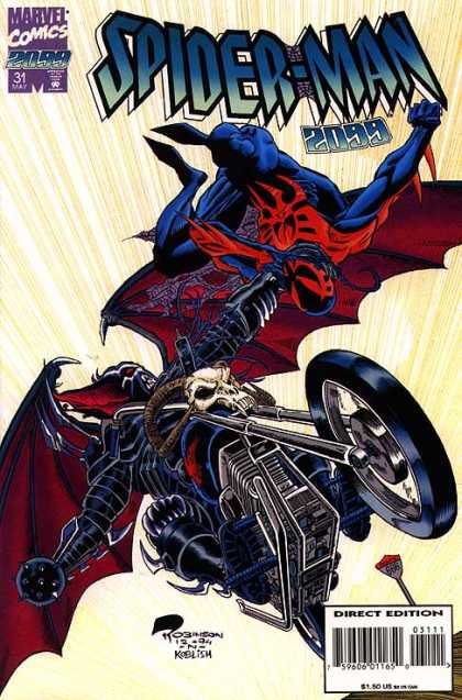 Spider-Man 2099 31 - Motorcycle - Flying - Skull - Barcode - Marvelous