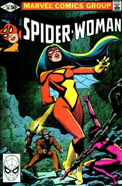 Spider-Woman 36 - Chain - Gun - Cave - Cowboy Hat - Black Hair - Steve Leialoha