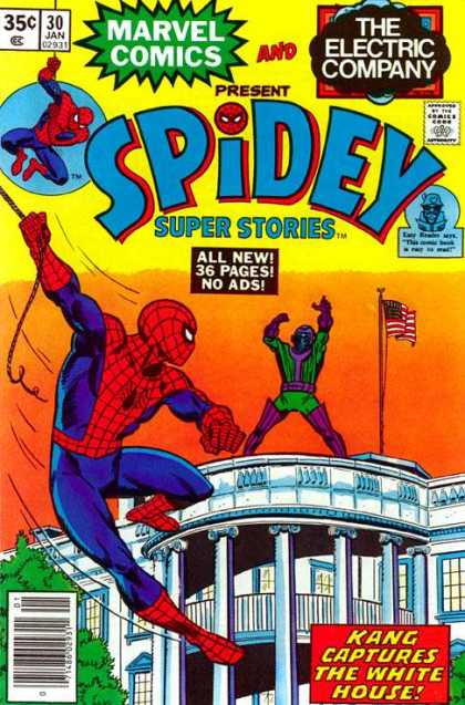 White House - Flag - Flag Pole - Kang On White House - American Spidey Super Stories 30 - White House - Flag - Flag Pole - Kang On White House - American