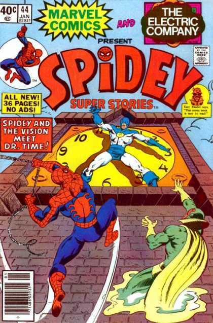 Spidey Super Stories 44 - Marvel - Mutants - Costumes - Clock - Battle
