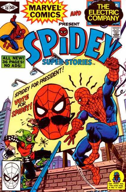 Marvel Comics - The Electric Company - Superhero - All New - No Ads - Richard Buckler Spidey Super Stories 49 - Marvel Comics - The Electric Company - Superhero - All New - No Ads - Richard Buckler