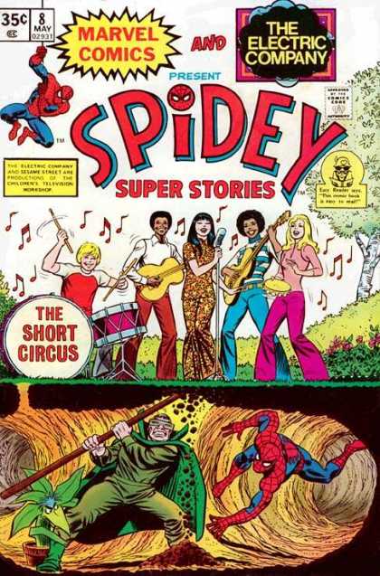 Spidey Super Stories 8 - Spiderman - Electric Company - Band - Tunnel - Notes