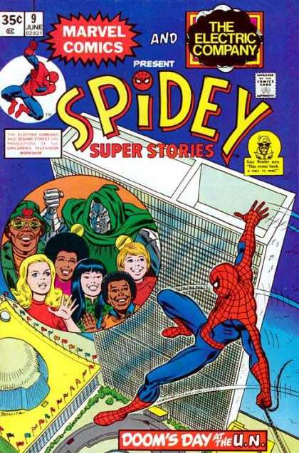 Spidey Super Stories 9 - Building - Dooms Day - United Nations - Marvel Comics - Flags