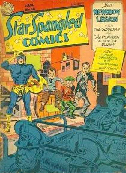 Star Spangled Comics 16 - Oh Say Can You See The Comic - Extra Extra Read All About It The Newsboy Legion - Stay Out Of The Slums - The Guardian Will Protect You Or At Least Try - Freedom For All - Jack Kirby, Joe Simon