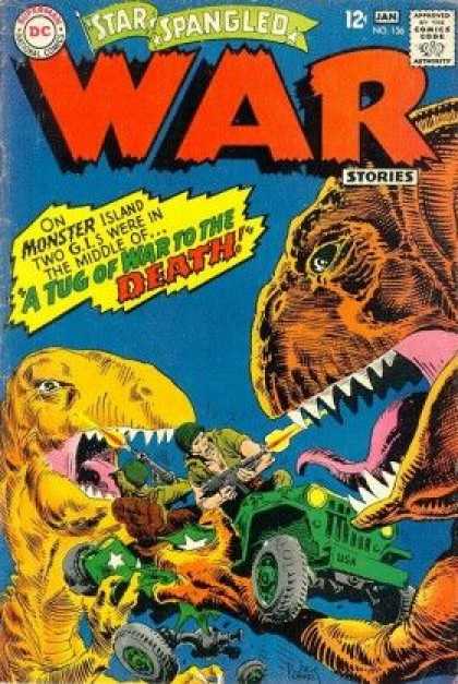 Star Spangled War Stories 136 - Superman - Approved By The Comics Code - Dinosaur - Car - Soldier - Joe Kubert