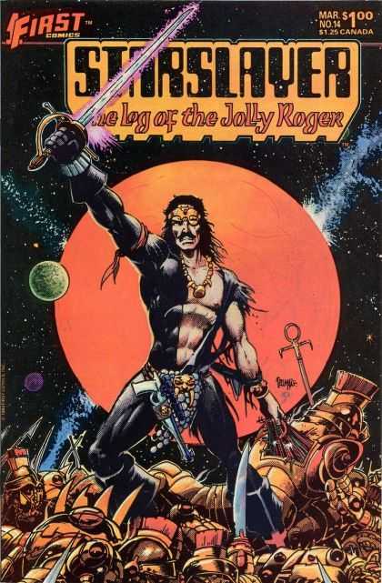 Starslayer 14 - First Comics Rare Issue - Log Of The Jolly Roger - Space Pirate Comic Book - Starslayer Conquers Robotic Foe - Pirate Warrior Of Space - Timothy Truman