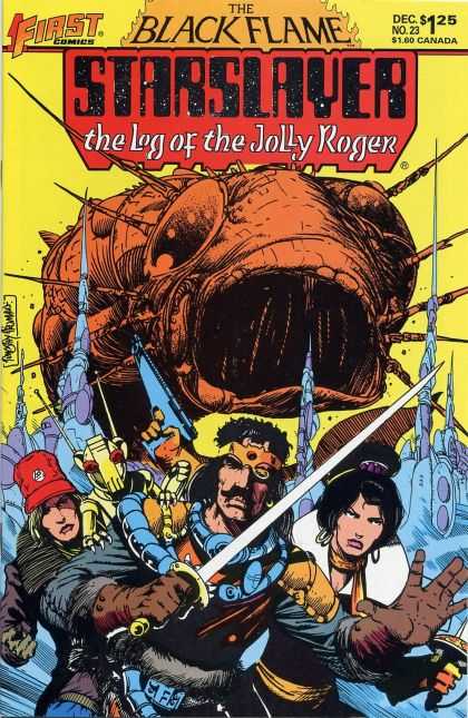 Starslayer 23 - The Black Flame - Dec No 23 - The Log Of The Jolly Roger - First Comics - Space Pirates - Timothy Truman