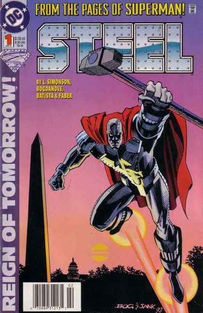 Steel 1 - Man Of Steel - Anvil - Washington Monument - Flying Above The Capitol - Red Cape - Jon Bogdanove