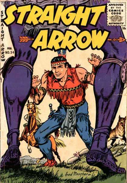 Straight Arrow 54 - Indian - February - Feathers - Horses - Grass