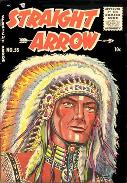Straight Arrow 55 - Indian - War Paint - Head Dress - Feather - White Stripe