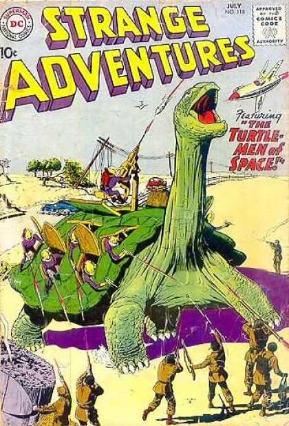 Strange Adventures 118 - Turtle - 10 Cents - Comics Code Authority - Dinosaur - Aircraft