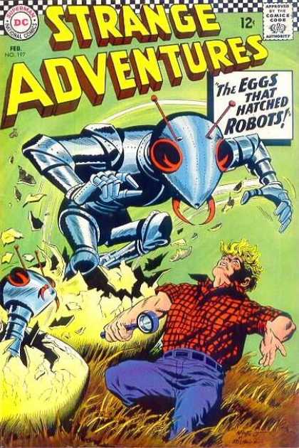 Strange Adventures 197 - Dc Comics - The Eggs That Hatched Robots - Antenna - Grass - Blue Jeans - Carmine Infantino, George Roussos