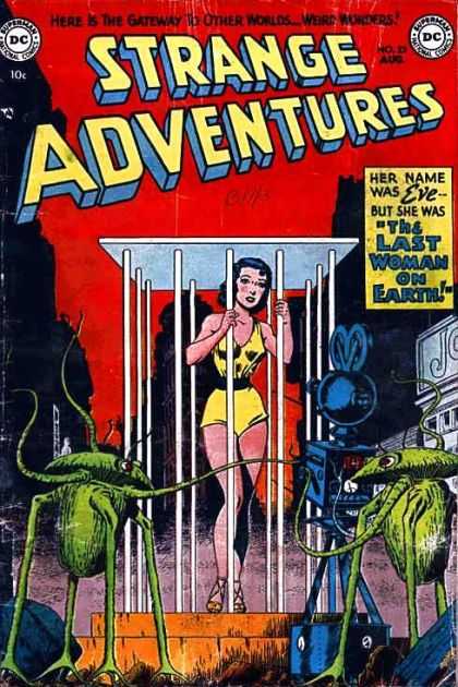Strange Adventures 23 - Woman - Cage - Blue Robot - Green Aliens - Machinery