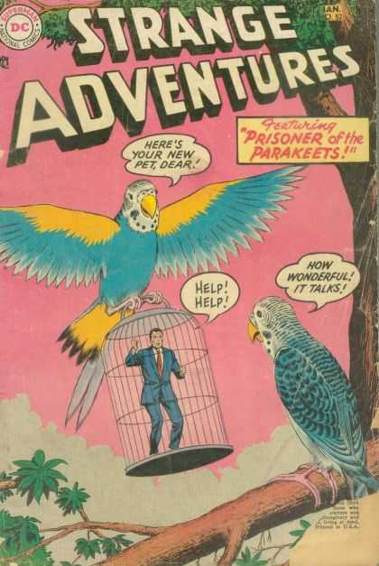 Strange Adventures 52 - Prisoner - Parakeets - Brid Cage - Limb - Tree
