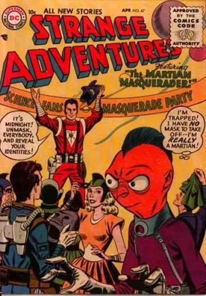 Strange Adventures 67 - Martian Masquerader - Science Fans Masquerade Party - Red Faced Martion On The Front Of Cover - Issue 67 - Party On The Cover