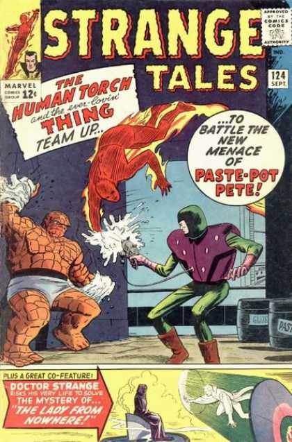 Strange Tales 124 - Human Torch - The Thing - Paste-pot Pete - Doctor Strange - The Lady From Nowhere - Dick Ayers