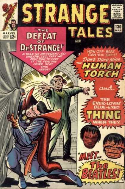 Strange Tales 130 - Meet The Beatles - The Defeat Of Doctor Strange - Human Torch - The Ever-lovin Blue-eyed Thing - Curtain - Charles Stone, Jack Kirby