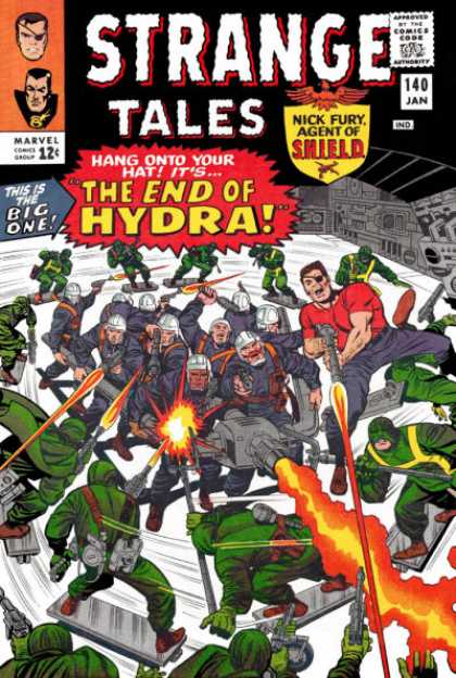 Strange Tales 140 - Battle - Guns - Fire - Army - Hydra - Jack Kirby, Joe Sinnott