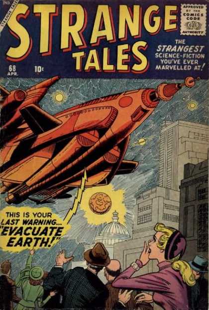 Strange Tales 68 - Science Fiction - Evacuate Earth - Alien Ship - City - Capitol Building