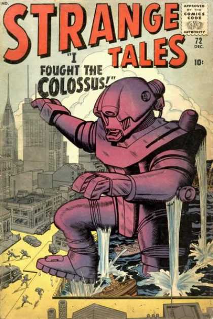 Strange Tales 72 - Colossus - City - Water - People - Running