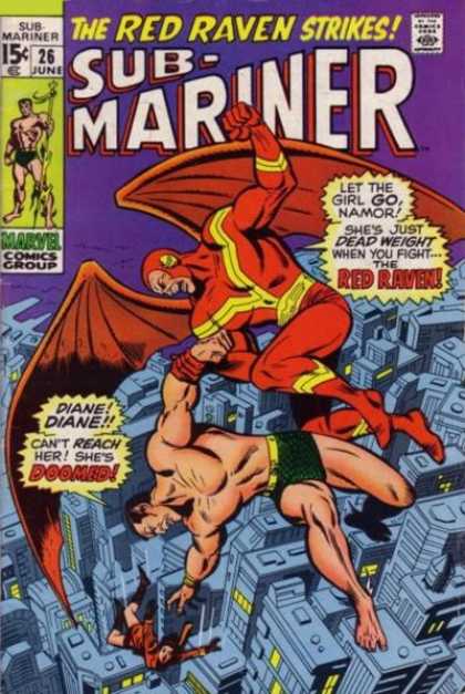 Sub-Mariner (1968) 26 - The Red Raven Strikes - Comics Code - Marvel - City - Battle - Sal Buscema