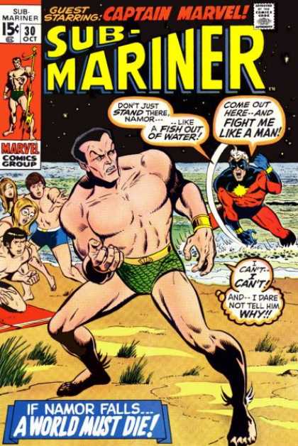 Sub-Mariner (1968) 30 - Beach - Fight - Captain Marvel - Namor - Fish - Sal Buscema