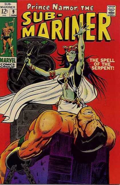 Sub-Mariner (1968) 9 - Red And Green - Serpent - Woman - Strong - Chains