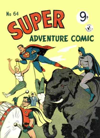 Super Adventure Comic 64 - Elephant - Superman - Drum - Clouds - Stick