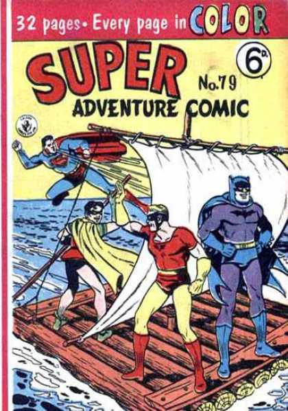 Super Adventure Comic 79 - Batman - Superman - Robin - Sail - Water