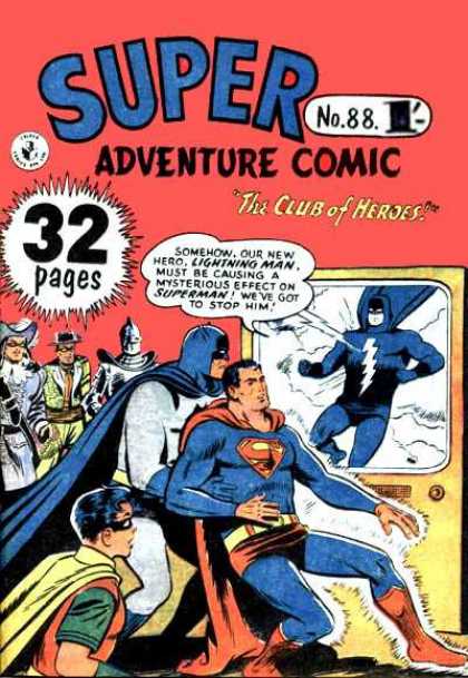 Super Adventure Comic 88 - Club Of Heroes - Lightning Man - Batman - Robin - Masked Heroes