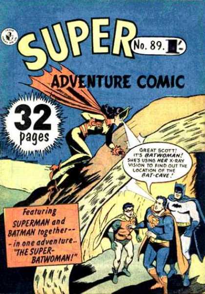 Super Adventure Comic 89 - The Super Batwoman - Superman - Batman - Robin - Bat-cave