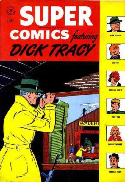 Super Comics 109 - Dick Tracy - Yellow Trench Coat - Binoculars - Investigate - Detective