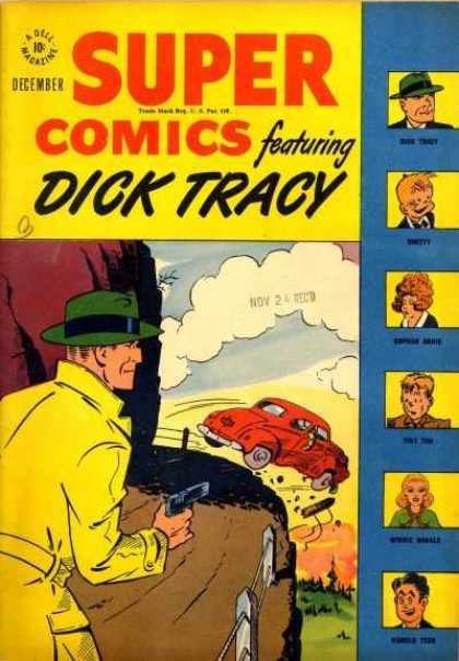 Super Comics 115 - Dick Tracy - Car Off Cliff - Cop - Detective - Green Hat
