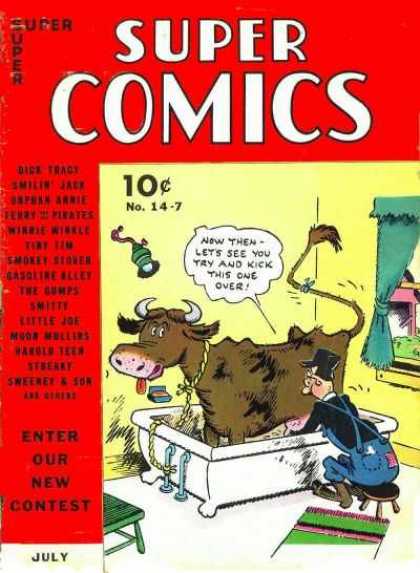 Super Comics 14 - Cow - Tub - Farmer - Milking - Yellow Walls